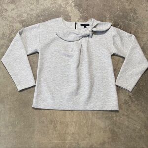 Banana Republic Sweatshirt Womens Small Gray Bow Neck Couture Pullover Preppy